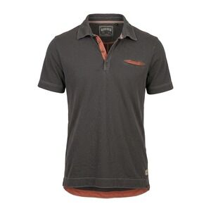Jeremiah Mens Short Sleeve Polo Shirt Charcoal Gray Orange Trim Size Large
